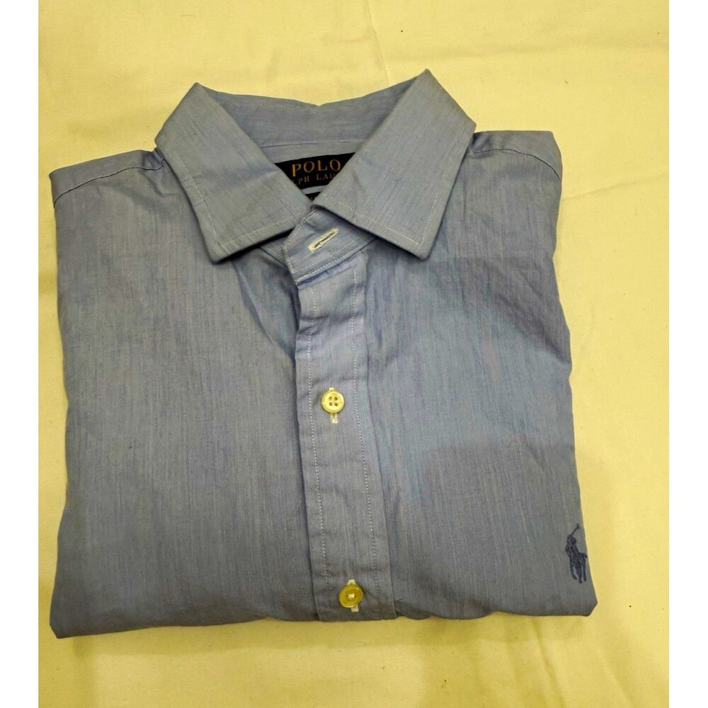 Polo Ralph Lauren Men’s Blue Striped Cotton Dress Shirt Slim Fit 16 40-41